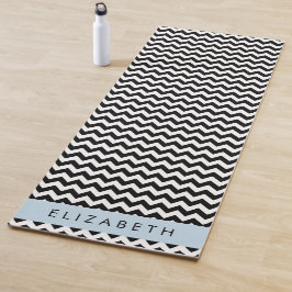 Zwart-wit Zigzag, Chevron Pattern, Jouw naam Yogamat