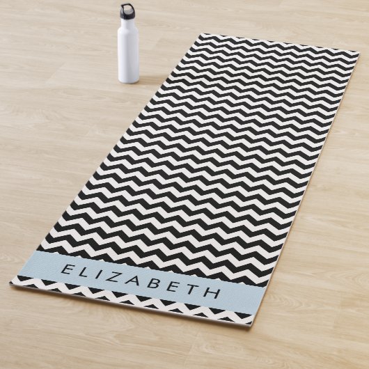 Zwart-wit Zigzag, Chevron Pattern, Jouw naam Yogamat (In situ)