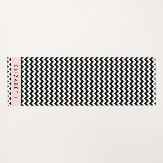 Zwart-wit Zigzag, Chevron Pattern, Jouw naam Yogamat (Achterkant (horizontaal))