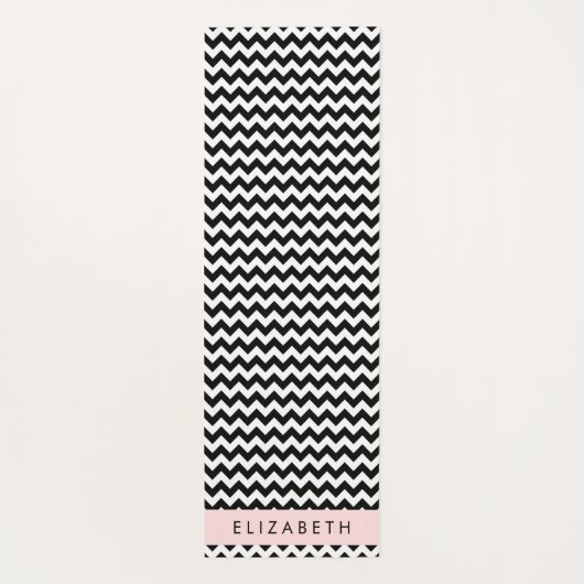 Zwart-wit Zigzag, Chevron Pattern, Jouw naam Yogamat (Achterkant)