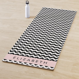 Zwart-wit Zigzag, Chevron Pattern, Jouw naam Yogamat