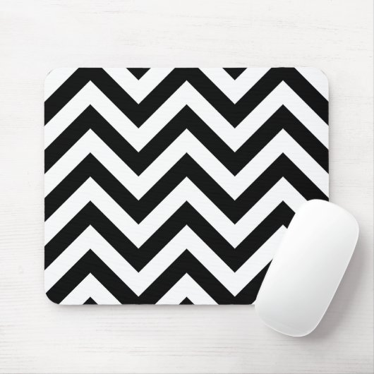 Zwart-wit Zigzag Chevron Pattern Muismat (Met muis)