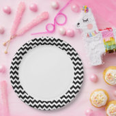 Zwart-wit Zigzag Chevron Pattern Papieren Bordje (Feest)