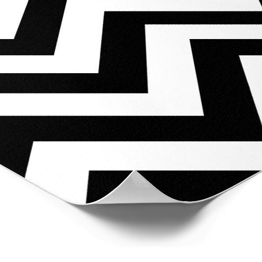 Zwart-wit Zigzag Chevron Pattern Poster (Hoek)
