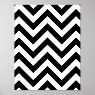 Zwart-wit Zigzag Chevron Pattern Poster