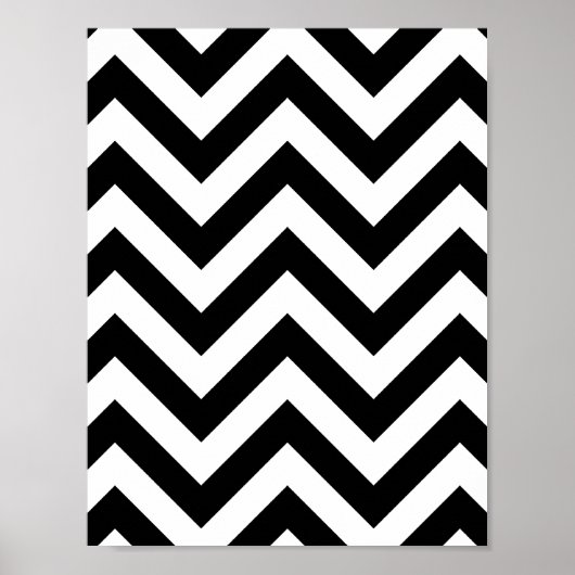 Zwart-wit Zigzag Chevron Pattern Poster (Voorkant)