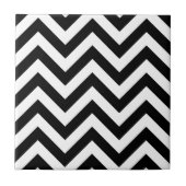 Zwart-wit Zigzag Chevron Pattern Tegeltje (Voorkant)
