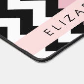 Zwart-wit Zigzag, Chevron, Roze, Jouw naam Bureaumat (Hoek)