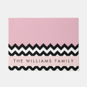 Zwart-wit Zigzag, Chevron, Roze, Jouw naam Deurmat (Voorkant)