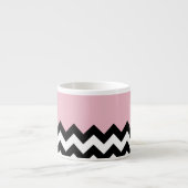 Zwart-wit Zigzag, Chevron, Roze, Jouw naam Espresso Kop (Voorkant)