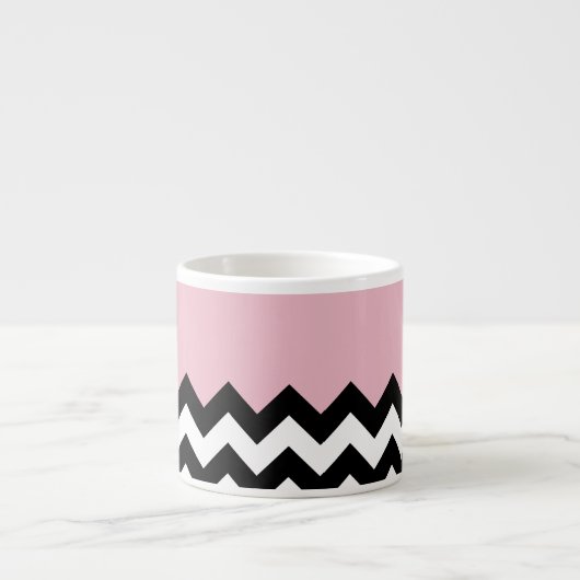 Zwart-wit Zigzag, Chevron, Roze, Jouw naam Espresso Kop (Voorkant)