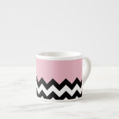 Zwart-wit Zigzag, Chevron, Roze, Jouw naam Espresso Kop (Voorkant rechts)