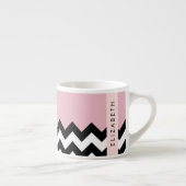 Zwart-wit Zigzag, Chevron, Roze, Jouw naam Espresso Kop (Rechts)