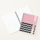 Zwart-wit Zigzag, Chevron, Roze, Jouw naam Notitieboek (Binnen)