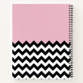 Zwart-wit Zigzag, Chevron, Roze, Jouw naam Notitieboek (Achterkant)