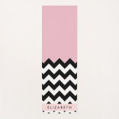 Zwart-wit Zigzag, Chevron, Roze, Jouw naam Yogamat (Voorkant)