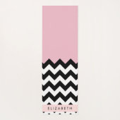 Zwart-wit Zigzag, Chevron, Roze, Jouw naam Yogamat (Achterkant)