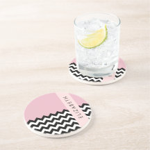 Zwart-wit Zigzag, Chevron, Roze, Jouw naam