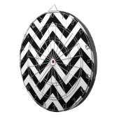 Zwart-wit Zigzag Chevrons Patroon Dartbord (Voorkant Rechts)