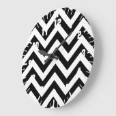 Zwart-wit Zigzag Chevrons Patroon Grote Klok (Hoek)