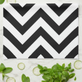 Zwart-wit Zigzag Chevrons Patroon Theedoek (Gevouwen)