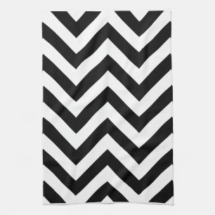 Zwart-wit Zigzag Chevrons Patroon Theedoek
