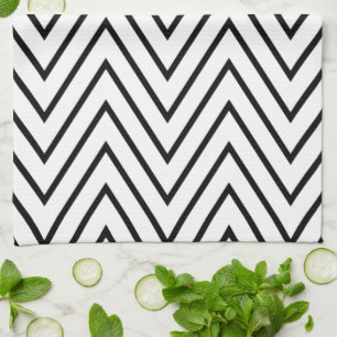Zwart-wit ZigZag {kies uw kleur} Theedoek