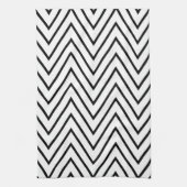 Zwart-wit ZigZag {kies uw kleur} Theedoek (Verticaal)