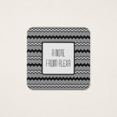 Zwart & Wit ZigZag Patroon Berichtnotities Vierkante Visitekaartjes (Voorkant)