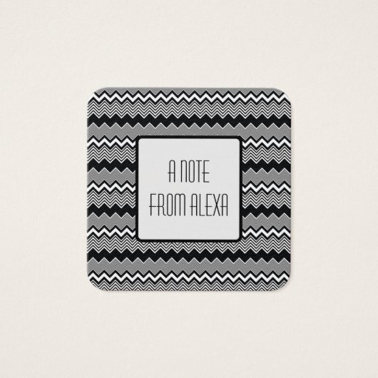 Zwart & Wit ZigZag Patroon Berichtnotities Vierkante Visitekaartjes (Voorkant)