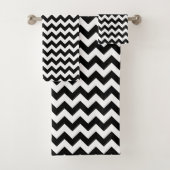 Zwart-wit zigzag patroon, Chevron Pattern Bad Handdoek (Insitu)