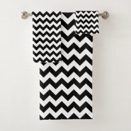 Zwart-wit zigzag patroon, Chevron Pattern Bad Handdoek