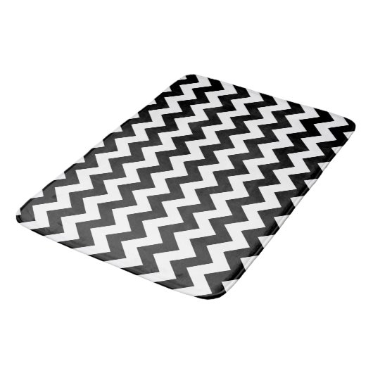 Zwart-wit zigzag patroon, Chevron Pattern Badmat (Gekanteld)