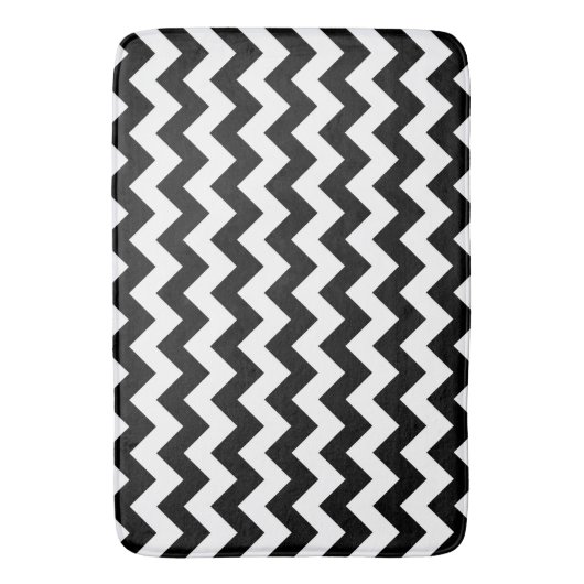 Zwart-wit zigzag patroon, Chevron Pattern Badmat (Voorkant Verticaal)