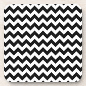 Zwart-wit zigzag patroon, Chevron Pattern Bier Onderzetter (Voorkant)