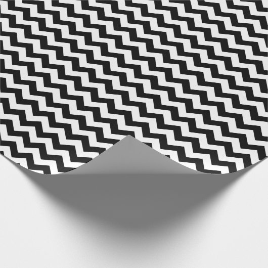 Zwart-wit zigzag patroon, Chevron Pattern Cadeaupapier (Hoek)