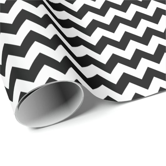 Zwart-wit zigzag patroon, Chevron Pattern Cadeaupapier (Rol Hoek)