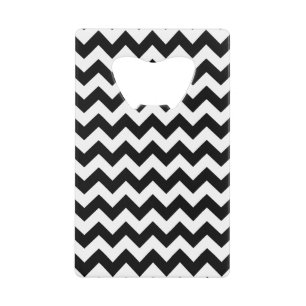 Zwart-wit zigzag patroon, Chevron Pattern Creditkaart Flessenopener