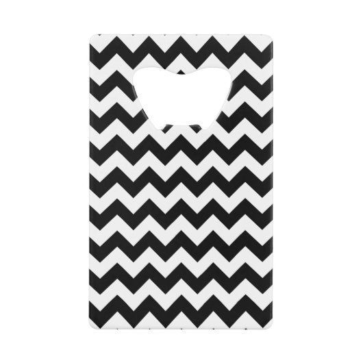 Zwart-wit zigzag patroon, Chevron Pattern Creditkaart Flessenopener (Voorkant)