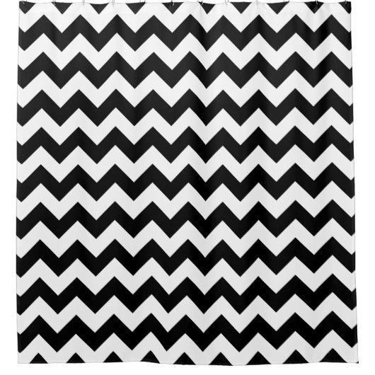Zwart-wit zigzag patroon, Chevron Pattern Douchegordijn (Voorkant)