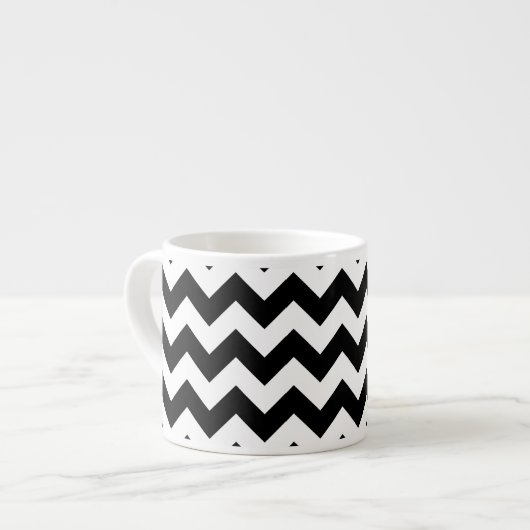Zwart-wit zigzag patroon, Chevron Pattern Espresso Kop (Links)