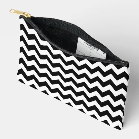 Zwart-wit zigzag patroon, Chevron Pattern Etui (Open)