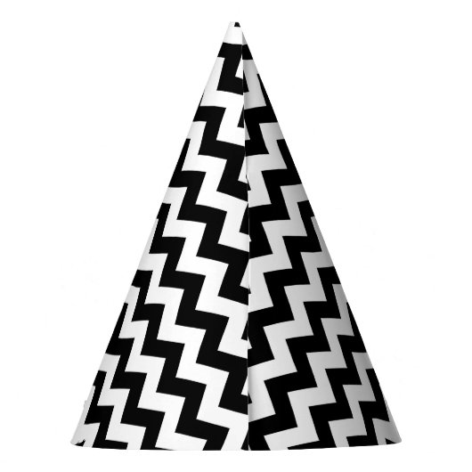 Zwart-wit zigzag patroon, Chevron Pattern Feesthoedjes (Achterkant)