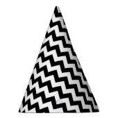 Zwart-wit zigzag patroon, Chevron Pattern Feesthoedjes (Rechts)