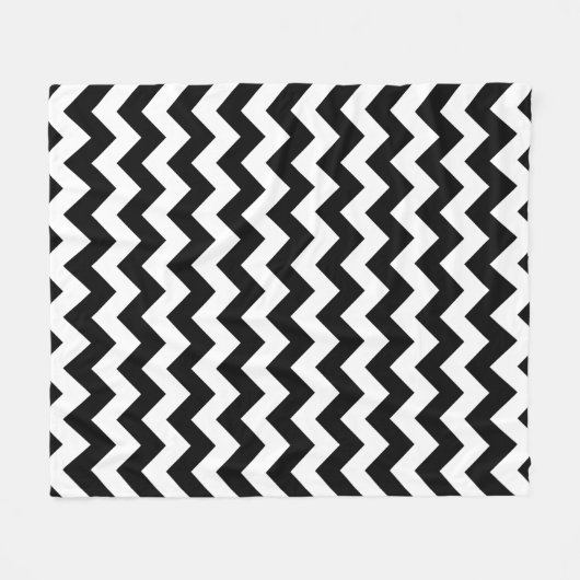 Zwart-wit zigzag patroon, Chevron Pattern Fleece Deken (Voorkant (Horizontaal))