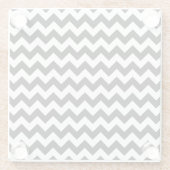 Zwart-wit zigzag patroon, Chevron Pattern Glazen Onderzetter (Achterkant)