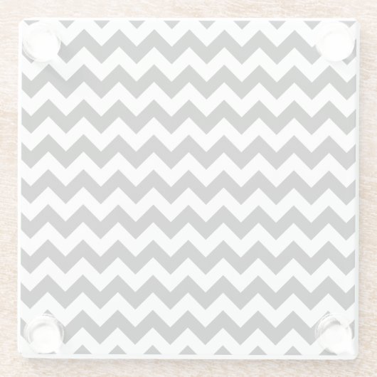 Zwart-wit zigzag patroon, Chevron Pattern Glazen Onderzetter (Achterkant)