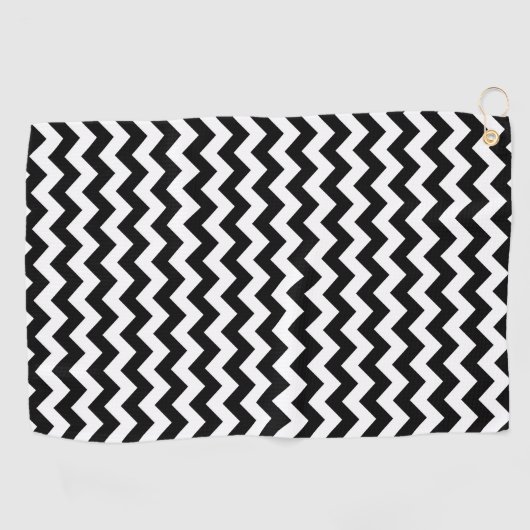 Zwart-wit zigzag patroon, Chevron Pattern Golfhanddoek (Horizontaal)