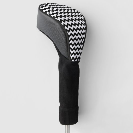 Zwart-wit zigzag patroon, Chevron Pattern Golfheadcover (Schuin)