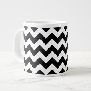 Zwart-wit zigzag patroon, Chevron Pattern Grote Koffiekop
